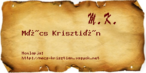 Mács Krisztián névjegykártya
